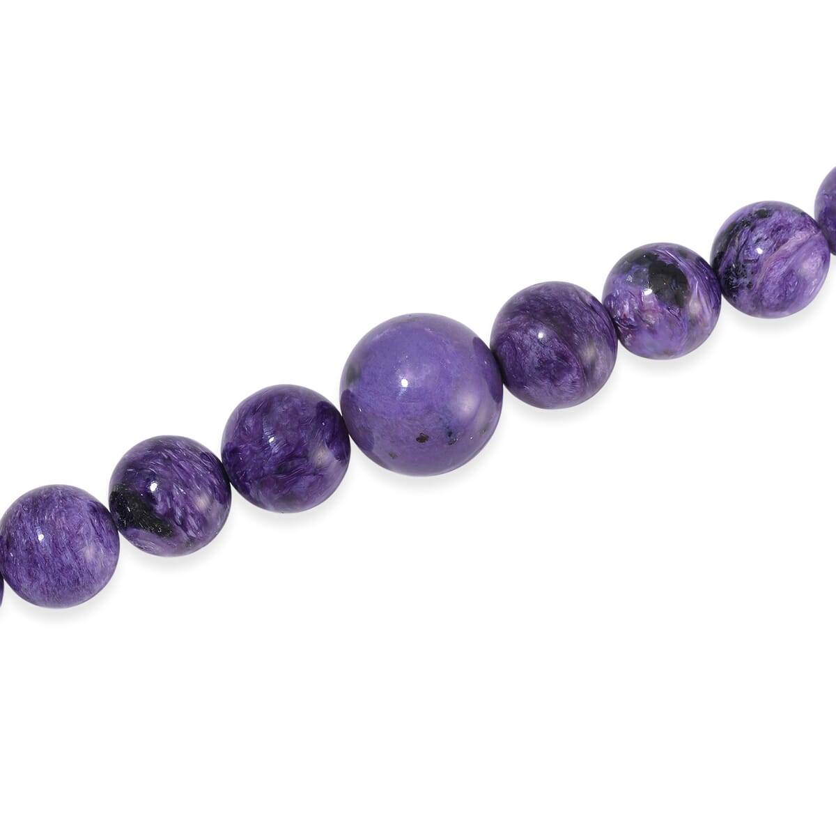 Mozambique Garnet, Charoite Beaded Necklace (20 Inches) in Rhodium Over Sterling Silver 550.05 ctw image number 3