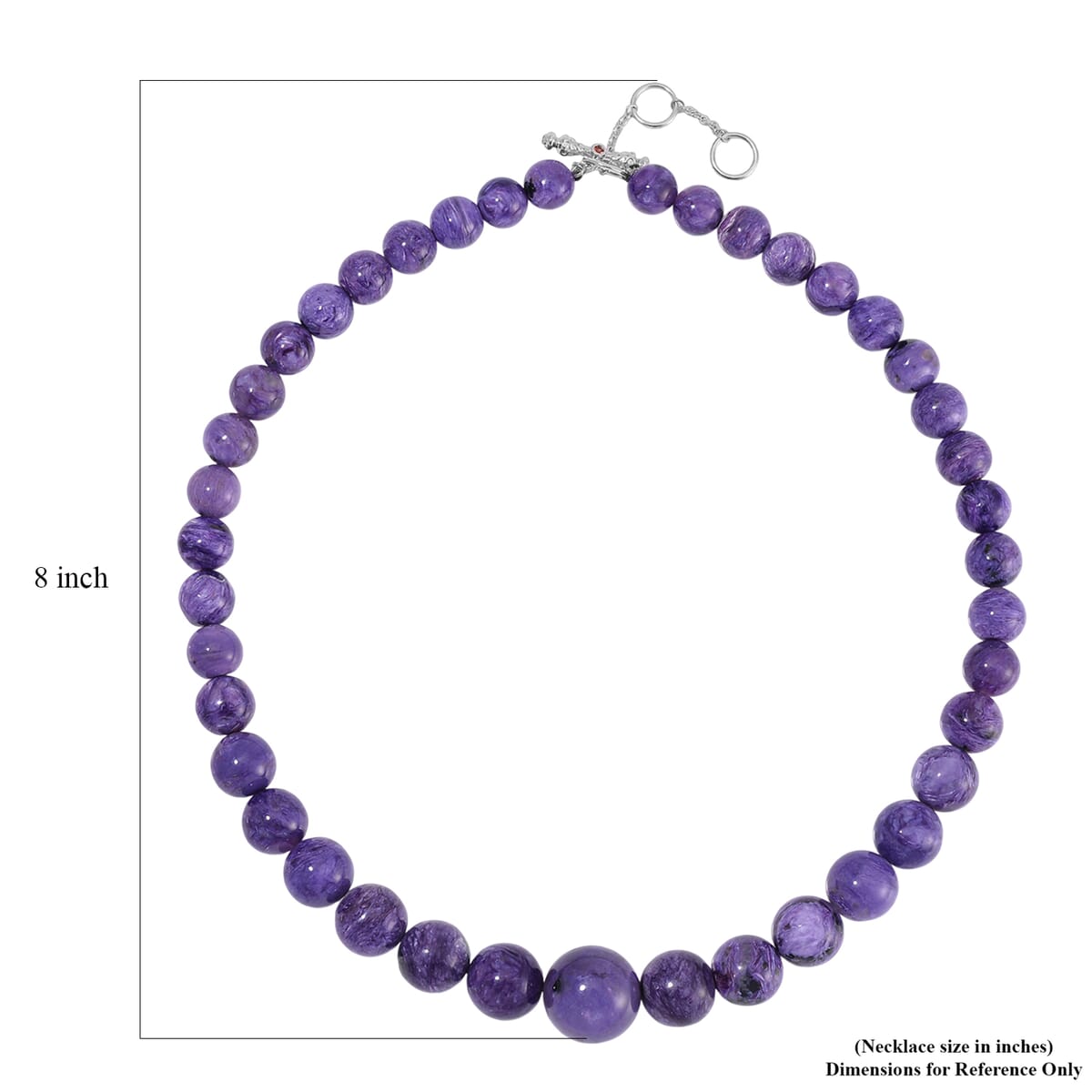 Mozambique Garnet, Charoite Beaded Necklace (20 Inches) in Rhodium Over Sterling Silver 550.05 ctw image number 5