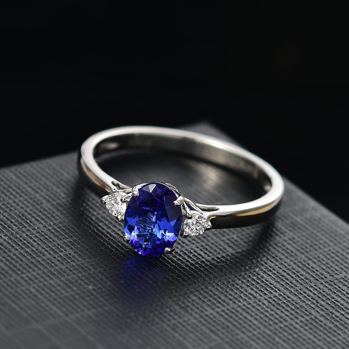Certified & Appraised Rhapsody AAAA Tanzanite and E-F VS Diamond 1.67 ctw Ring in 950 Platinum (Size 10.0) 4.46 Grams (Del. in 10-15 Days) image number 1