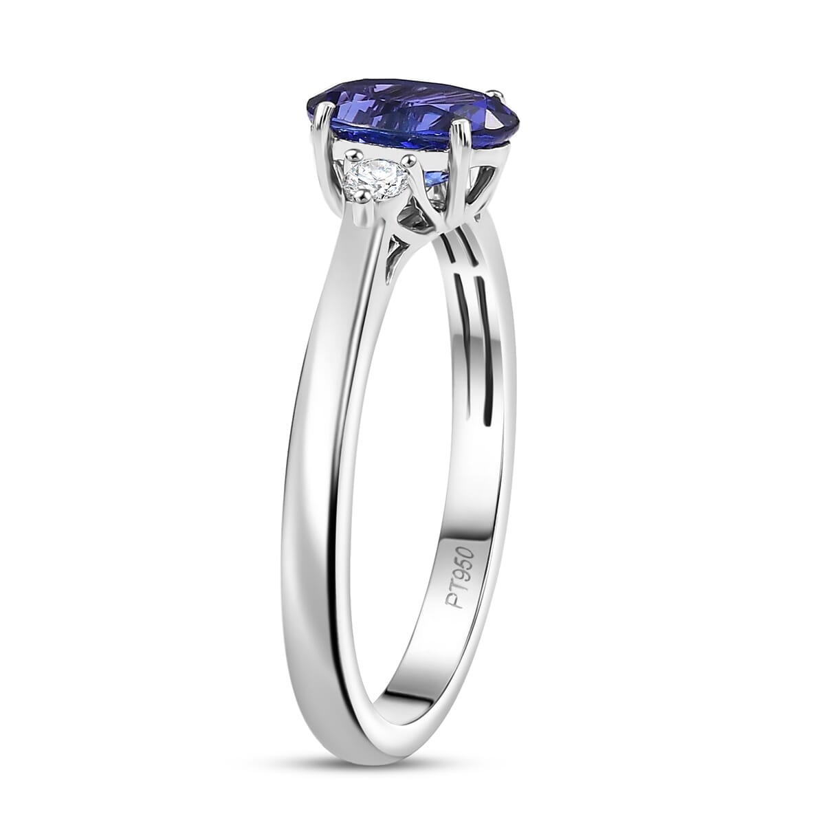 Certified & Appraised Rhapsody AAAA Tanzanite and E-F VS Diamond 1.67 ctw Ring in 950 Platinum (Size 10.0) 4.46 Grams (Del. in 10-15 Days) image number 3