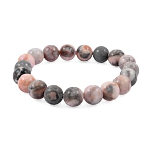 Pink Zebra Jasper 150.00 ctw Beaded Stretch Bracelet