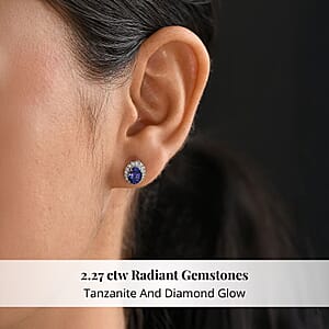 Certified & Appraised Rhapsody AAAA Tanzanite and E-F VS Diamond 2.27 ctw Stud Earrings in 950 Platinum (Del. in 10-15 Days)