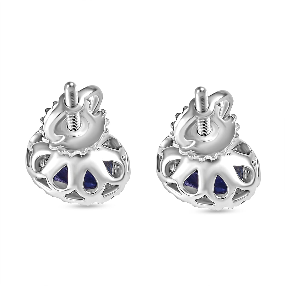 Certified & Appraised Rhapsody AAAA Tanzanite and E-F VS Diamond 2.27 ctw Stud Earrings in 950 Platinum (Del. in 10-15 Days) image number 4