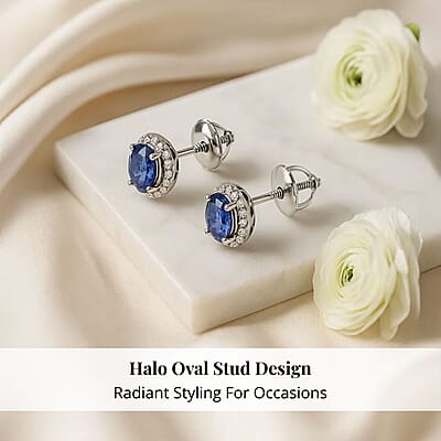 Certified & Appraised Rhapsody AAAA Tanzanite and E-F VS Diamond 2.27 ctw Stud Earrings in 950 Platinum