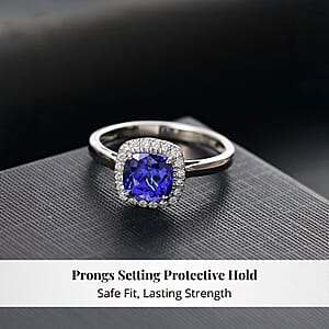 Certified & Appraised Rhapsody AAAA Tanzanite and E-F VS Diamond 3.21 ctw Halo Ring in 950 Platinum (Size 10.0) 5.10 Grams