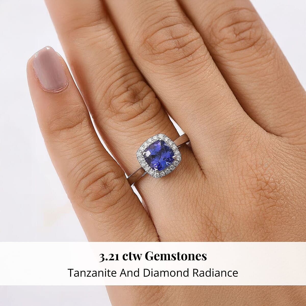 Certified & Appraised Rhapsody AAAA Tanzanite and E-F VS Diamond 3.21 ctw Halo Ring in 950 Platinum (Size 5.0) 5.10 Grams image number 1