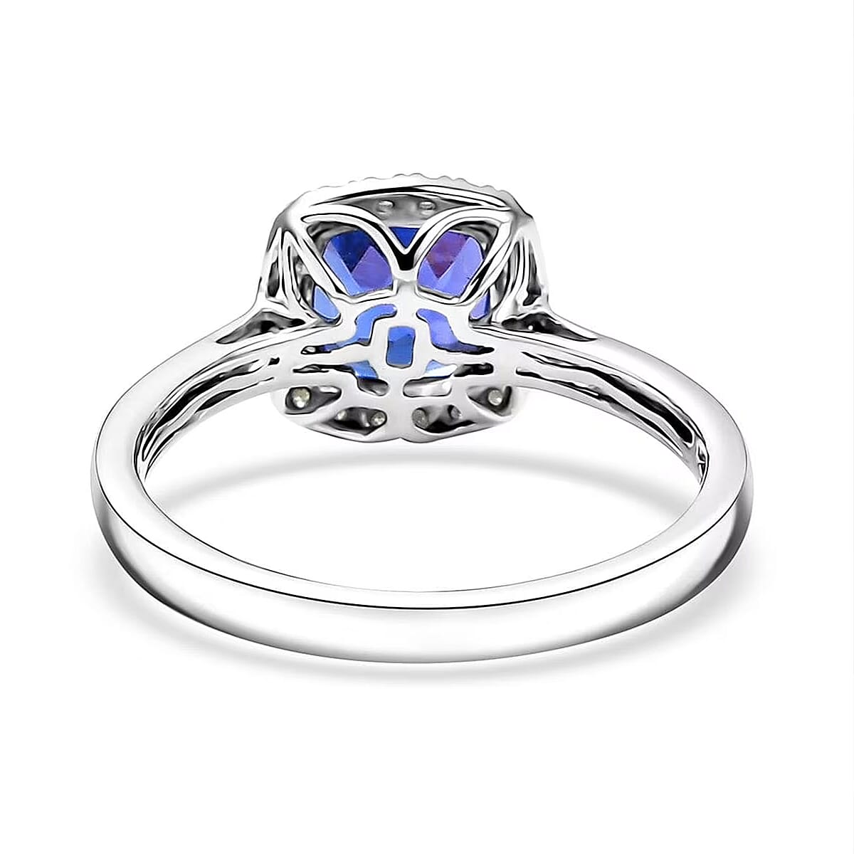 Certified & Appraised Rhapsody AAAA Tanzanite and E-F VS Diamond 3.21 ctw Halo Ring in 950 Platinum (Size 5.0) 5.10 Grams image number 6