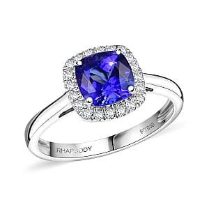 Certified & Appraised Rhapsody AAAA Tanzanite and E-F VS Diamond 3.21 ctw Halo Ring in 950 Platinum (Size 6.0) 5.10 Grams