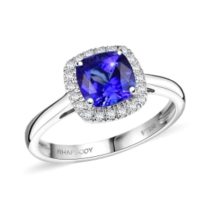 Certified & Appraised Rhapsody AAAA Tanzanite and E-F VS Diamond 3.21 ctw Halo Ring in 950 Platinum (Size 7.0) 5.10 Grams (Del. in 7-10 Days)