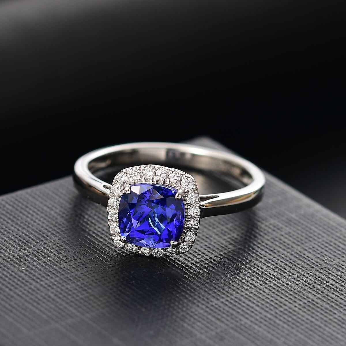 Certified & Appraised Rhapsody AAAA Tanzanite and E-F VS Diamond 3.21 ctw Halo Ring in 950 Platinum (Size 7.0) 5.10 Grams (Del. in 7-10 Days) image number 1