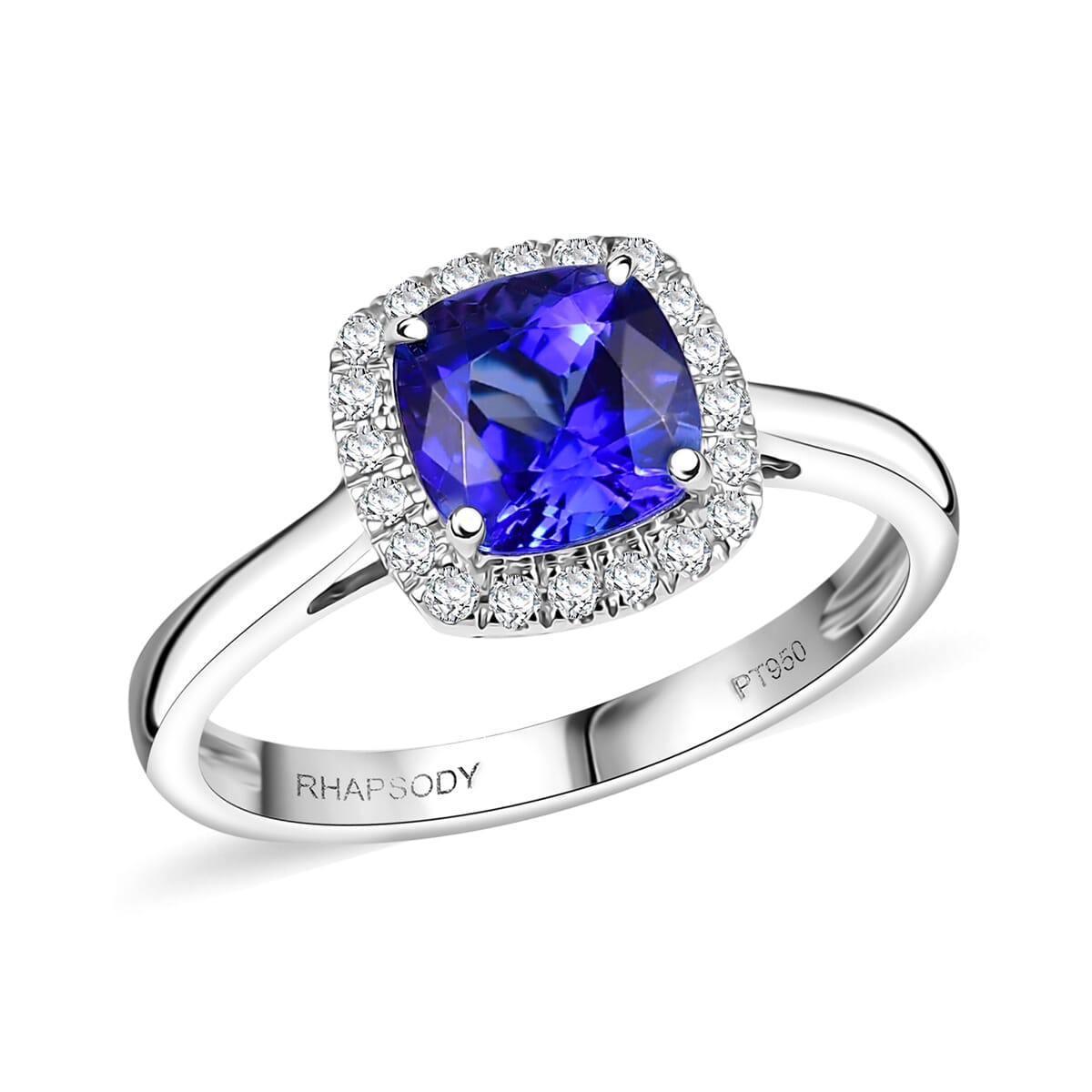 Certified & Appraised Rhapsody AAAA Tanzanite and E-F VS Diamond 3.21 ctw Halo Ring in 950 Platinum (Size 9.0) 5.10 Grams (Del. in 7-10 Days) image number 0