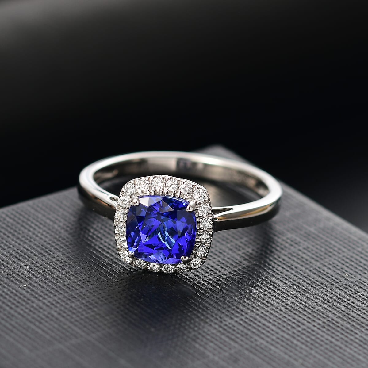Certified & Appraised Rhapsody AAAA Tanzanite and E-F VS Diamond 3.21 ctw Halo Ring in 950 Platinum (Size 9.0) 5.10 Grams (Del. in 7-10 Days) image number 1
