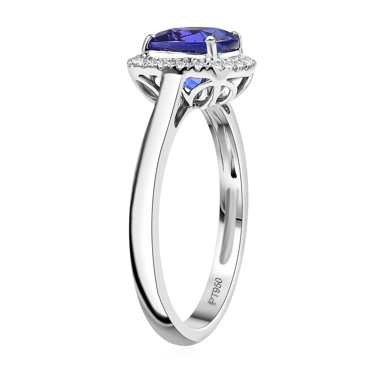 Certified & Appraised Rhapsody AAAA Tanzanite and E-F VS Diamond 3.21 ctw Halo Ring in 950 Platinum (Size 9.0) 5.10 Grams (Del. in 7-10 Days) image number 3