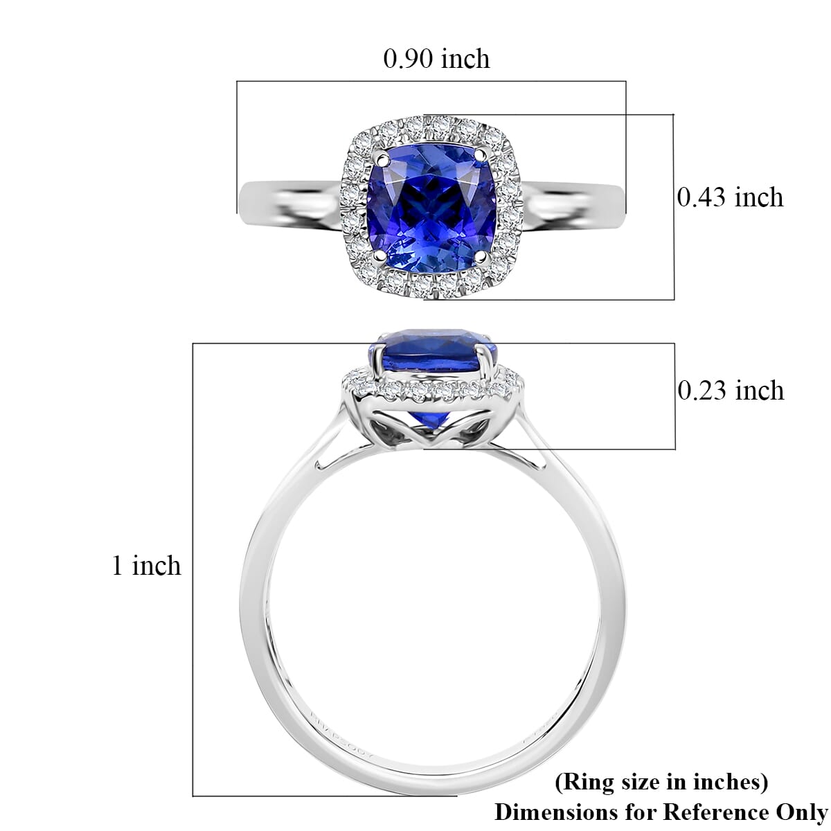 Certified & Appraised Rhapsody AAAA Tanzanite and E-F VS Diamond 3.21 ctw Halo Ring in 950 Platinum (Size 9.0) 5.10 Grams (Del. in 7-10 Days) image number 5