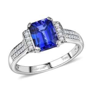 Certified & Appraised Rhapsody AAAA Tanzanite and E-F VS Diamond 3.10 ctw Ring in 950 Platinum (Size 10.0) 5.53 Grams (Del. in 10-15 Days)