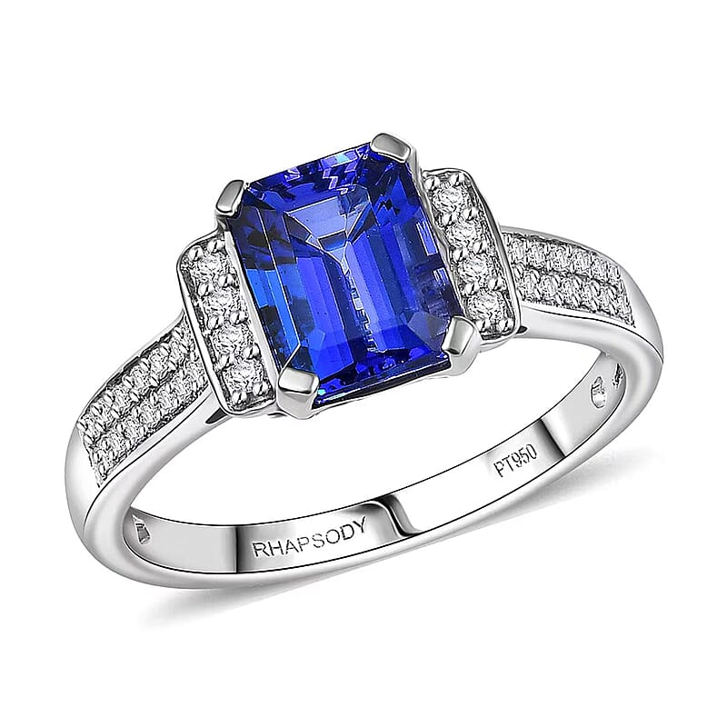 Certified & Appraised Rhapsody AAAA Tanzanite and E-F VS Diamond 3.10 ctw Ring in 950 Platinum (Size 10.0) 5.53 Grams