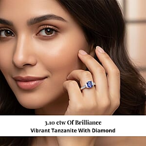 Certified & Appraised Rhapsody AAAA Tanzanite and E-F VS Diamond 3.10 ctw Ring in 950 Platinum (Size 10.0) 5.53 Grams (Del. in 10-15 Days)