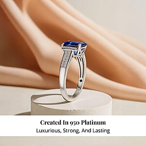 Certified & Appraised Rhapsody AAAA Tanzanite and E-F VS Diamond 3.10 ctw Ring in 950 Platinum (Size 10.0) 5.53 Grams (Del. in 10-15 Days)