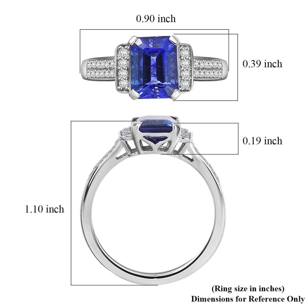 Certified & Appraised Rhapsody AAAA Tanzanite and E-F VS Diamond 3.10 ctw Ring in 950 Platinum (Size 10.0) 5.53 Grams (Del. in 10-15 Days) image number 5