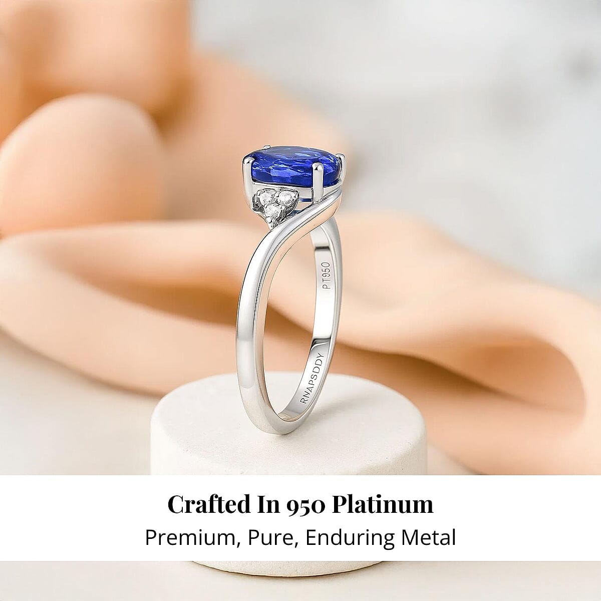 Certified & Appraised Rhapsody AAAA Tanzanite and E-F VS Diamond 2.80 ctw Ring in 950 Platinum (Size 8.0) 6.25 Grams image number 2