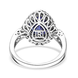 Rhapsody 950 Platinum AAAA Tanzanite, Paraiba Tourmaline and Diamond (E-F, VS2) (0.42 cts) Ring (Size 7.5) (8.20 g) 5.15 ctw