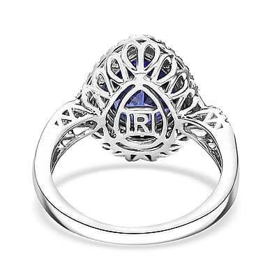 Certified & Appraised Rhapsody AAAA Tanzanite, Paraiba Tourmaline and E-F VS2 Diamond 5.15 ctw Ring in 950 Platinum (Size 8.0) 8.20 Grams