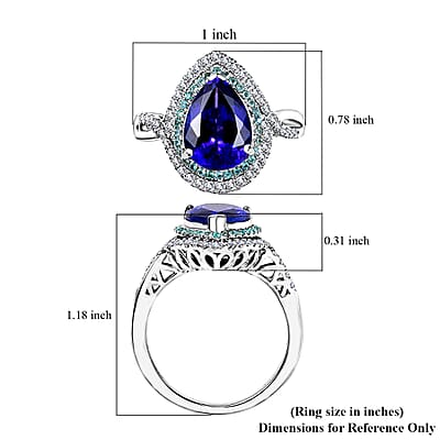 Certified & Appraised Rhapsody AAAA Tanzanite, Paraiba Tourmaline and E-F VS2 Diamond 5.15 ctw Ring in 950 Platinum (Size 9.0) 8.20 Grams