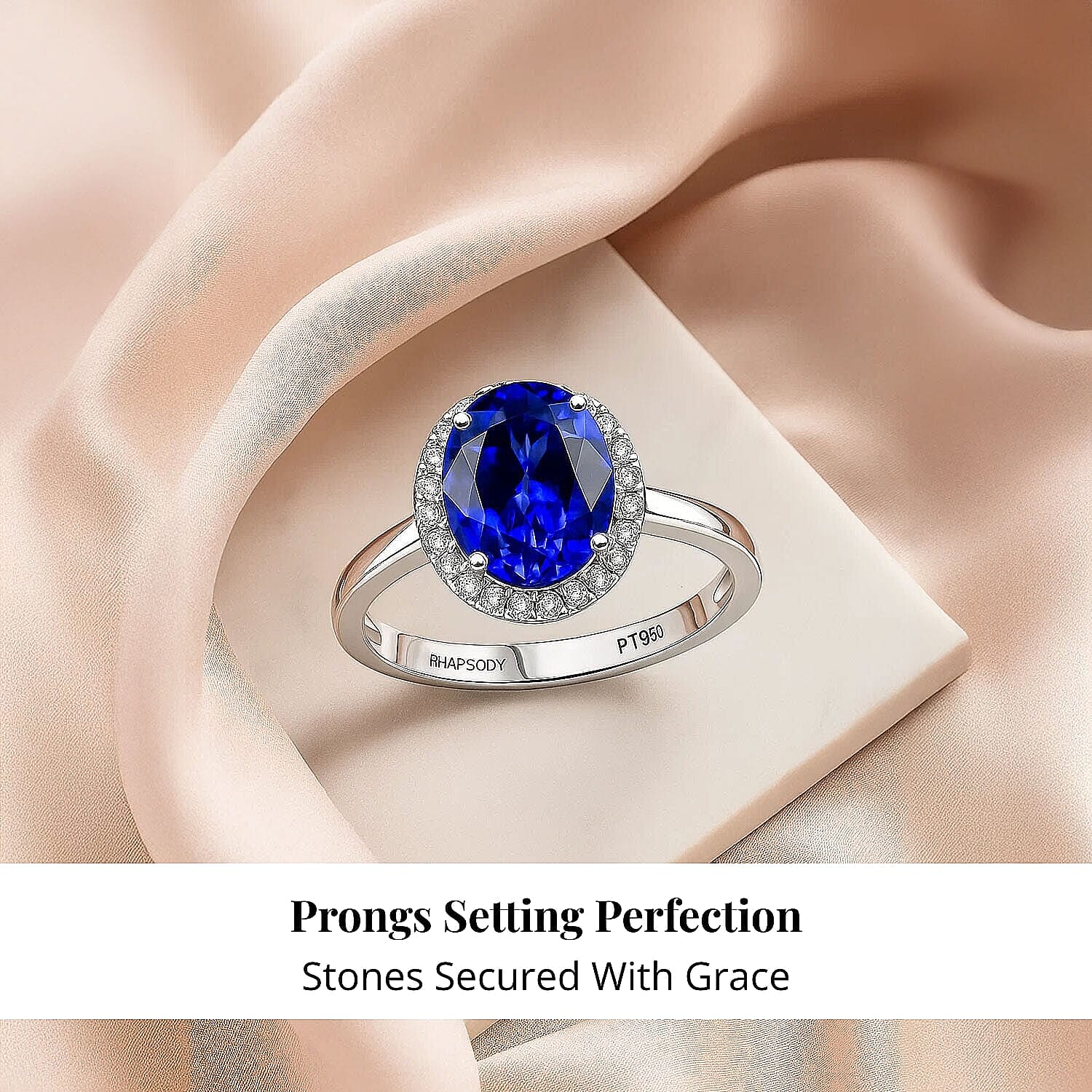 Certified & Appraised Rhapsody 950 Platinum AAAA Tanzanite, Diamond (E-F, VS) (0.26 cts) Ring (Size 5.0) (5.72 g) 3.21 ctw