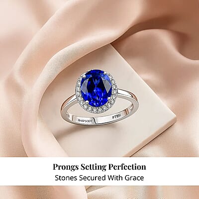 Certified & Appraised Rhapsody 950 Platinum AAAA Tanzanite, Diamond (E-F, VS) (0.26 cts) Ring (Size 5.0) (5.72 g) 3.21 ctw