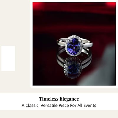 Certified & Appraised Rhapsody 950 Platinum AAAA Tanzanite, Diamond (E-F, VS) (0.26 cts) Ring (Size 5.0) (5.72 g) 3.21 ctw