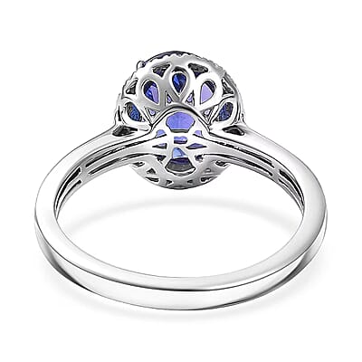 Certified & Appraised Rhapsody 950 Platinum AAAA Tanzanite, Diamond (E-F, VS) (0.26 cts) Ring (Size 5.0) (5.72 g) 3.21 ctw