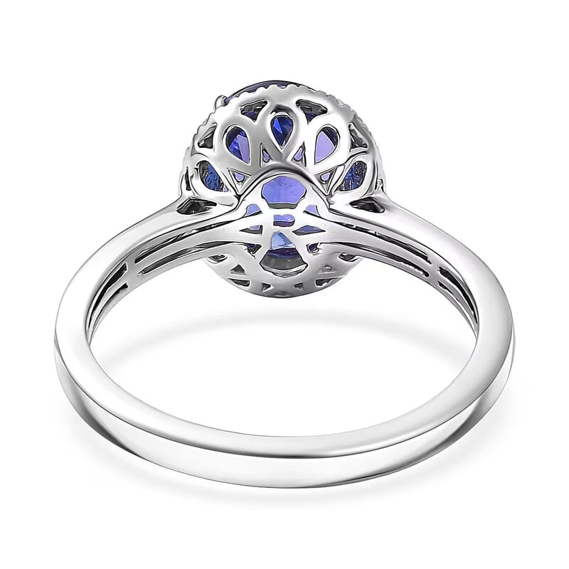 Certified & Appraised Rhapsody 950 Platinum AAAA Tanzanite, Diamond (E-F, VS) (0.26 cts) Ring (Size 5.0) (5.72 g) 3.21 ctw
