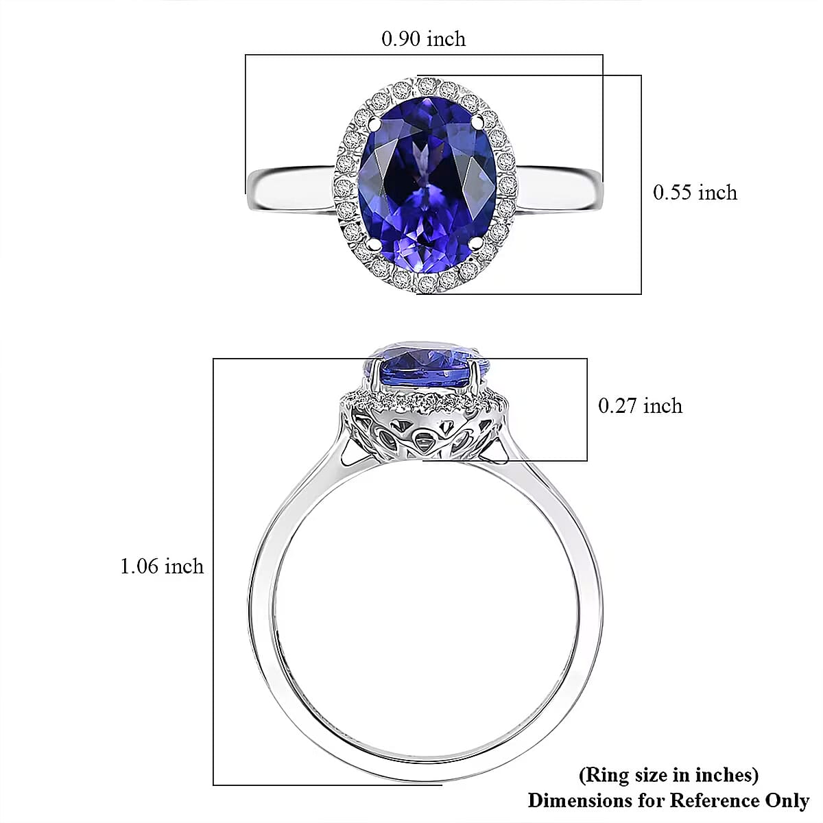 Certified & Appraised Rhapsody AAAA Tanzanite and E-F VS Diamond 3.21 ctw Ring in 950 Platinum (Size 7.0) 5.72 Grams (Del. in 10-15 Days) image number 6