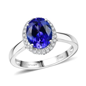 Certified & Appraised Rhapsody AAAA Tanzanite and E-F VS Diamond 3.21 ctw Ring in 950 Platinum (Size 9.0) 5.72 Grams (Del. in 10-15 Days)
