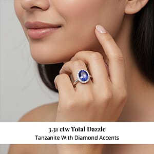Certified & Appraised Rhapsody AAAA Tanzanite and E-F VS Diamond 3.21 ctw Ring in 950 Platinum (Size 9.0) 5.72 Grams (Del. in 10-15 Days)