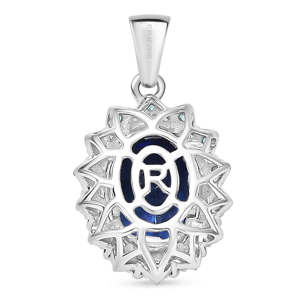 Certified & Appraised Rhapsody AAAA Tanzanite, Paraiba Tourmaline and E-F VS2 Diamond 3.55 ctw Pendant in 950 Platinum 4 Grams
