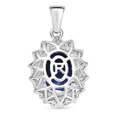 Certified & Appraised Rhapsody AAAA Tanzanite, Paraiba Tourmaline and E-F VS2 Diamond 3.55 ctw Pendant in 950 Platinum 4 Grams