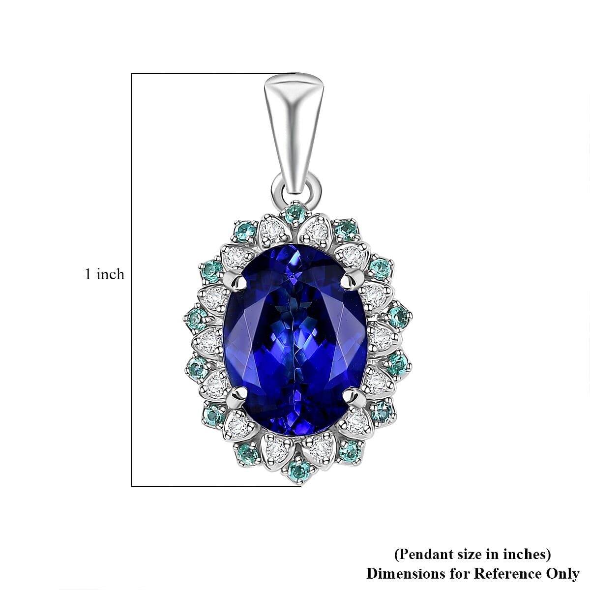 Certified & Appraised Rhapsody AAAA Tanzanite, Paraiba Tourmaline and E-F VS2 Diamond 3.55 ctw Pendant in 950 Platinum 4 Grams