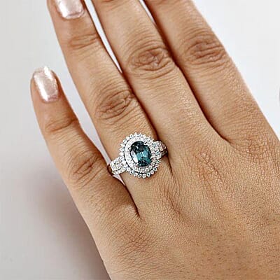 Certified & Appraised Luxoro AAA Pirineu Lagoon Tourmaline, Paraiba Tourmaline and G-H I2 Diamond 3.30 ctw Ring in 14K White Gold (Size 10.0) 5.90 Grams