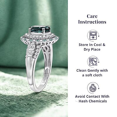 Certified & Appraised Luxoro AAA Pirineu Lagoon Tourmaline, Paraiba Tourmaline and G-H I2 Diamond 3.30 ctw Ring in 14K White Gold (Size 10.0) 5.90 Grams