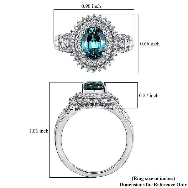 Certified & Appraised Luxoro AAA Pirineu Lagoon Tourmaline, Paraiba Tourmaline and G-H I2 Diamond 3.30 ctw Ring in 14K White Gold (Size 10.0) 5.90 Grams