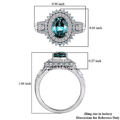 Certified & Appraised Luxoro AAA Pirineu Lagoon Tourmaline, Paraiba Tourmaline and G-H I2 Diamond 3.30 ctw Ring in 14K White Gold (Size 10.0) 5.90 Grams