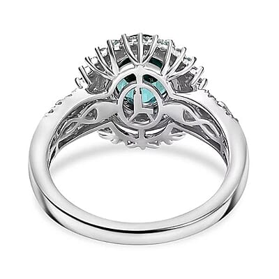 Certified & Appraised Luxoro AAA Pirineu Lagoon Tourmaline, Paraiba Tourmaline and G-H I2 Diamond 3.30 ctw Ring in 14K White Gold (Size 10.0) 5.90 Grams
