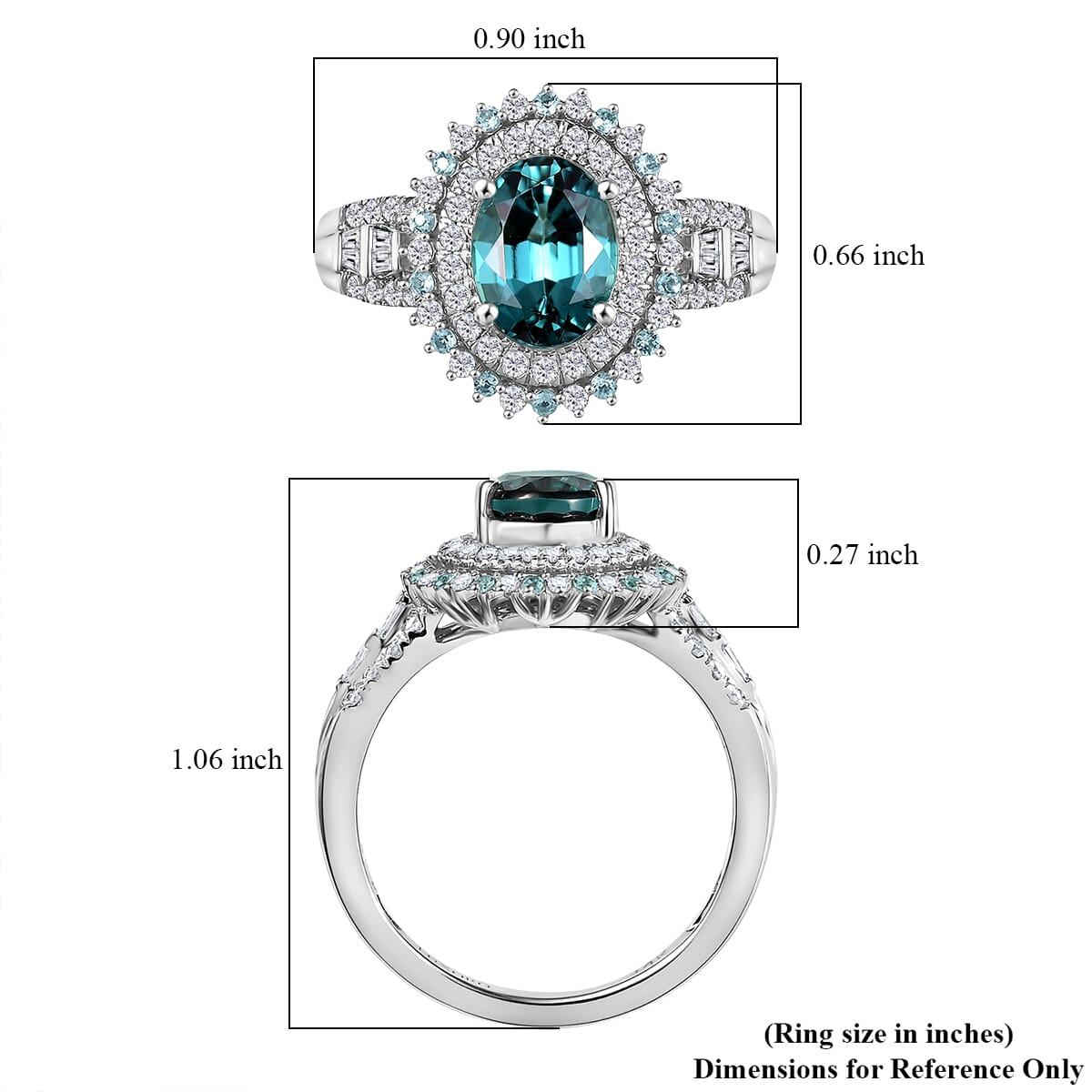 Certified & Appraised Luxoro 14K White Gold AAA Pirineu Lagoon Tourmaline, Paraiba Tourmaline, Diamond (G-H, I2) (0.77 cts) Ring (Size 10.0) (5.90 g) 3.30 ctw image number 5