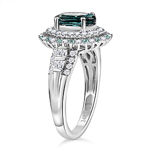 Luxoro 14K White Gold AAA Pirineu Lagoon Tourmaline, Paraiba Tourmaline, Diamond (G-H, I2) (0.77 cts) Ring (Size 7.5) (5.90 g) 3.30 ctw