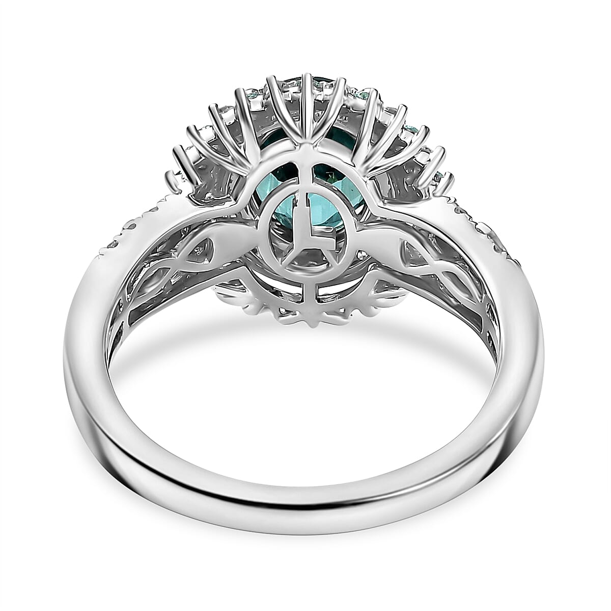 Luxoro 14K White Gold AAA Pirineu Lagoon Tourmaline, Paraiba Tourmaline, Diamond (G-H, I2) (0.77 cts) Ring (Size 9.5) (5.90 g) 3.30 ctw image number 4