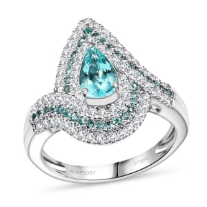 Certified & Appraised Rhapsody AAAA Paraiba Tourmaline and E-F VS2 Diamond 2.15 ctw Ring in 950 Platinum (Size 8.0) 10.15 Grams
