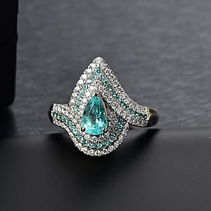Certified & Appraised Rhapsody AAAA Paraiba Tourmaline and E-F VS2 Diamond 2.15 ctw Ring in 950 Platinum (Size 8.0) 10.15 Grams