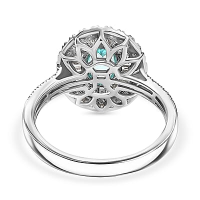 Certified & Appraised Rhapsody AAAA Paraiba Tourmaline and E-F VS2 Diamond 2.10 ctw Ring in 950 Platinum (Size 7.0) 7.10 Grams