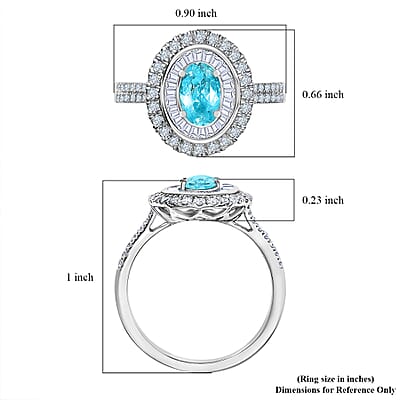 Certified & Appraised Rhapsody AAAA Paraiba Tourmaline and E-F VS2 Diamond 2.10 ctw Ring in 950 Platinum (Size 7.0) 7.10 Grams